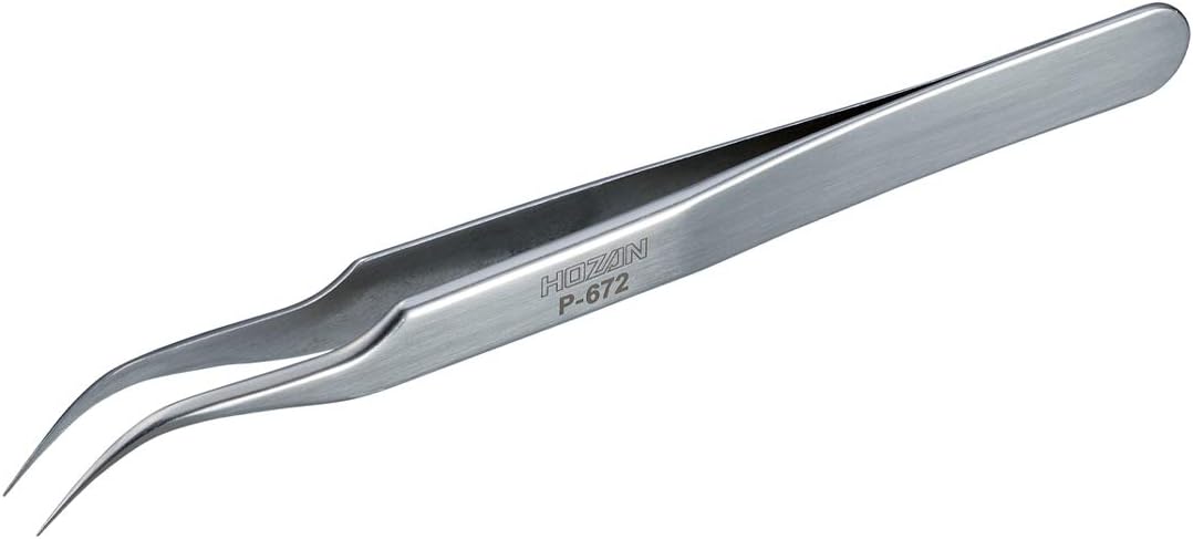 ホーザン(HOZAN) ピンセット 精密型 完全非磁性 全長115mm 開き幅6mm 先端幅0.15mm 先曲がり型 P-672