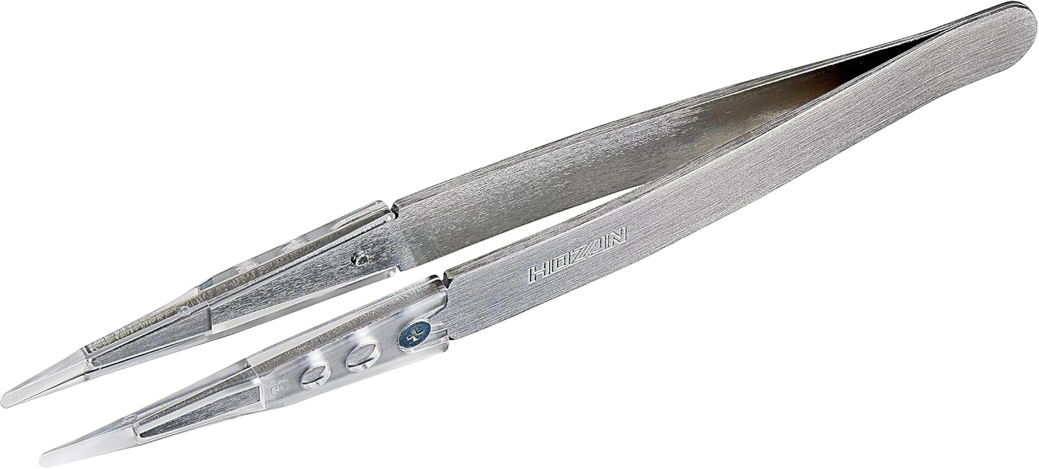 ホーザン(HOZAN) 透明チップピンセット 全長124mm 開き幅10mm 先端幅2.4mm R型 P-643-A