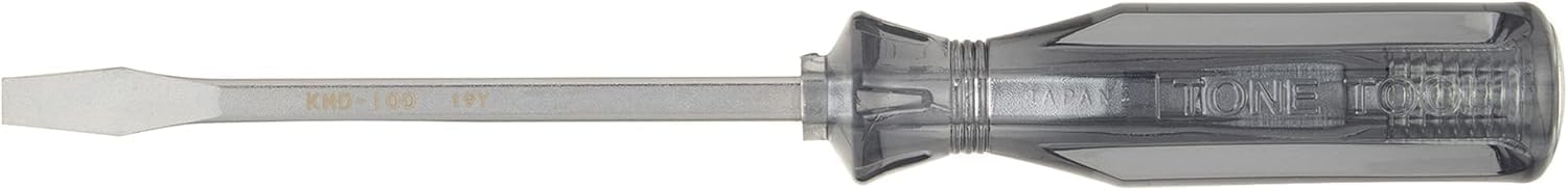 先端規格0.8mm×6mm軸二面幅寸法:6mm寸法:外径24mm×全長195mm質量:100gマグネット付貫通ドライバー角軸ドライバー警告:プラスチック柄は絶縁のためのものではありません。電気の流れているものには使用しないでください。警告:ドライバーをたがね代わりに使用しないでください。叩いたり、物をこじったりするのは、ドライバーを傷め、また事故を起こす原因になりますから絶対にしないでください。貫通ドライバーを叩く場合はねじ面に垂直に立てて叩いてください。軸は4角形状で、モンキレンチ・スパナの併用で強力な締付けが可能です。先端は強力マグネット付き。