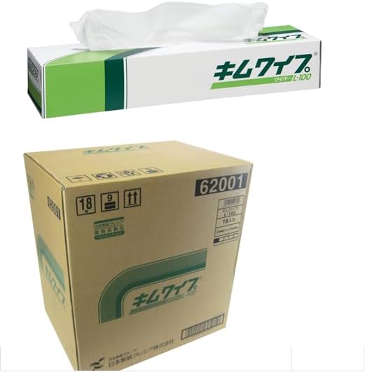 不織布ワイパー L-100 62001 100枚×18箱（ケース販売） 薬品 拭き取り 実験器具 部品
