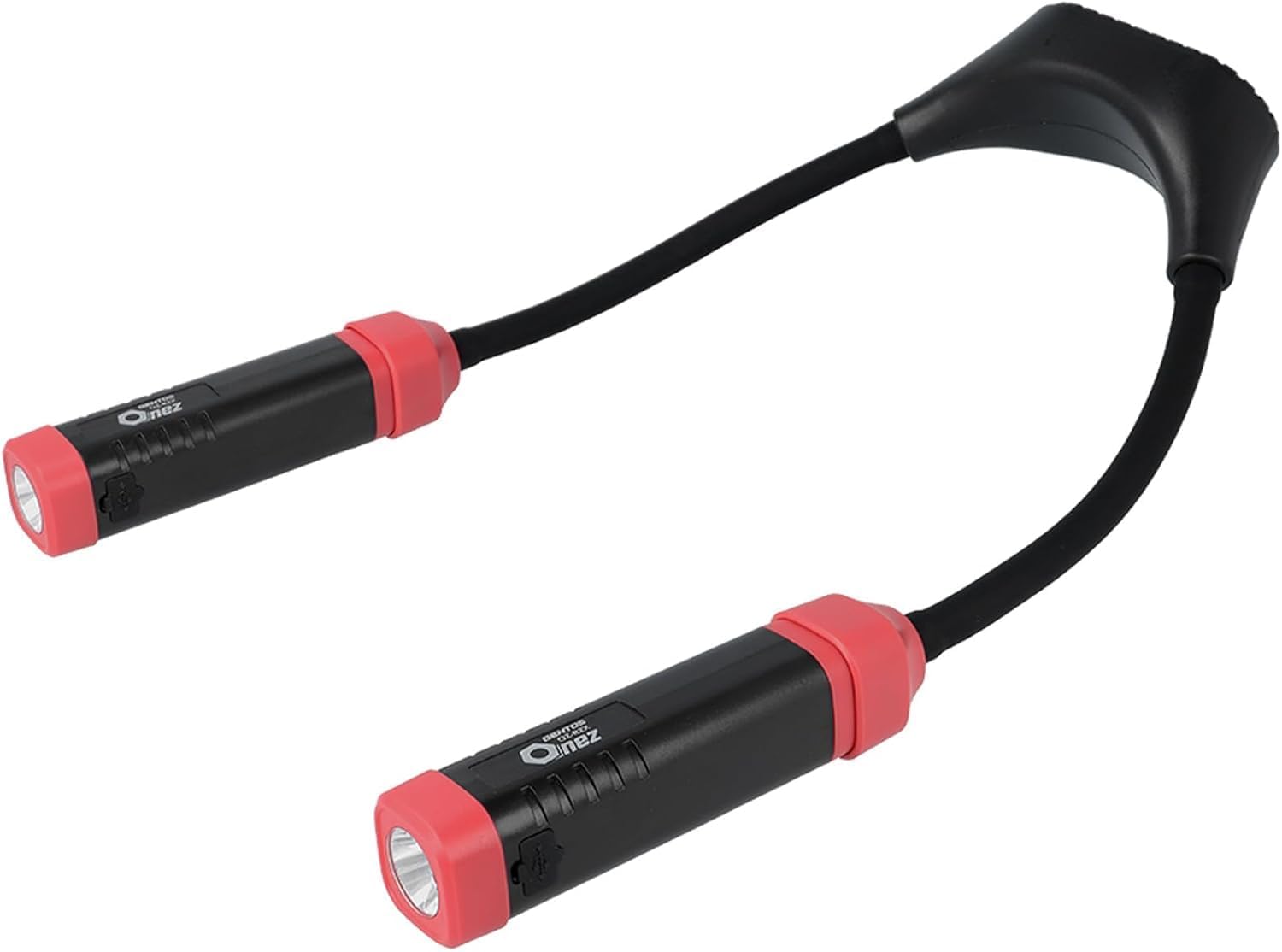サイズ(約):幅28×奥行103.5×高さ28mm、本体重量:約335g (電池含む、フラッシュライト本体2本および首掛けアーム含む)セット内容・付属品:本体・マグネット付きフレキシブル首掛けアーム・USB Type-Cケーブル (50cm)×2本、使用電池:専用充電池 (内蔵)明るさ (ライト1本当たり):High/200ルーメン、Eco/100ルーメン、サイドHigh/130ルーメン、サイドEco/65ルーメン実用点灯 (ライト1本当たり):High/7時間、Eco/14時間、サイドHigh/5時間、サイドEco/13時間、サイド赤色点滅/20時間機能:1m落下耐久、耐塵・防滴仕様(IP64準拠)、最大照射距離:約98m