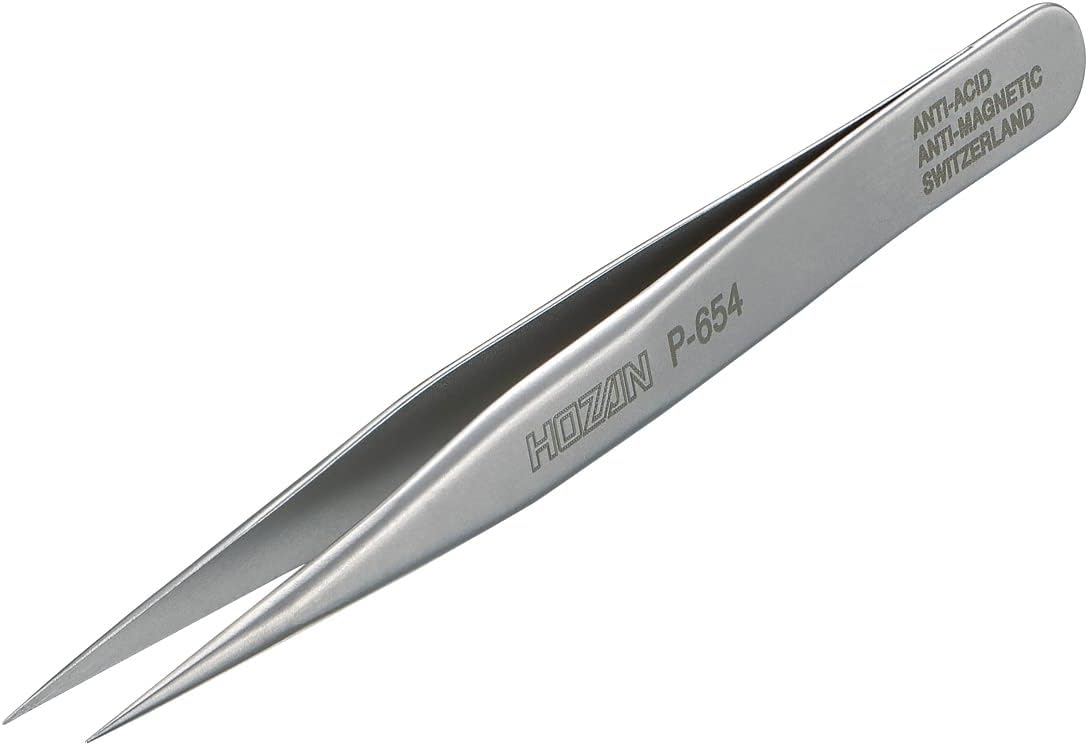乐天商城 - ホーザン(HOZAN) ピンセット 精密型 完全非磁性 全長90mm 開き幅6mm 先端幅0.2mm ショートタイプ P-654