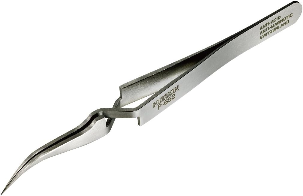 Rakuten - ホーザン(HOZAN) 逆作用ピンセット 全長115mm 先端幅0.2mm 最大開幅15mm 重量13g P-652