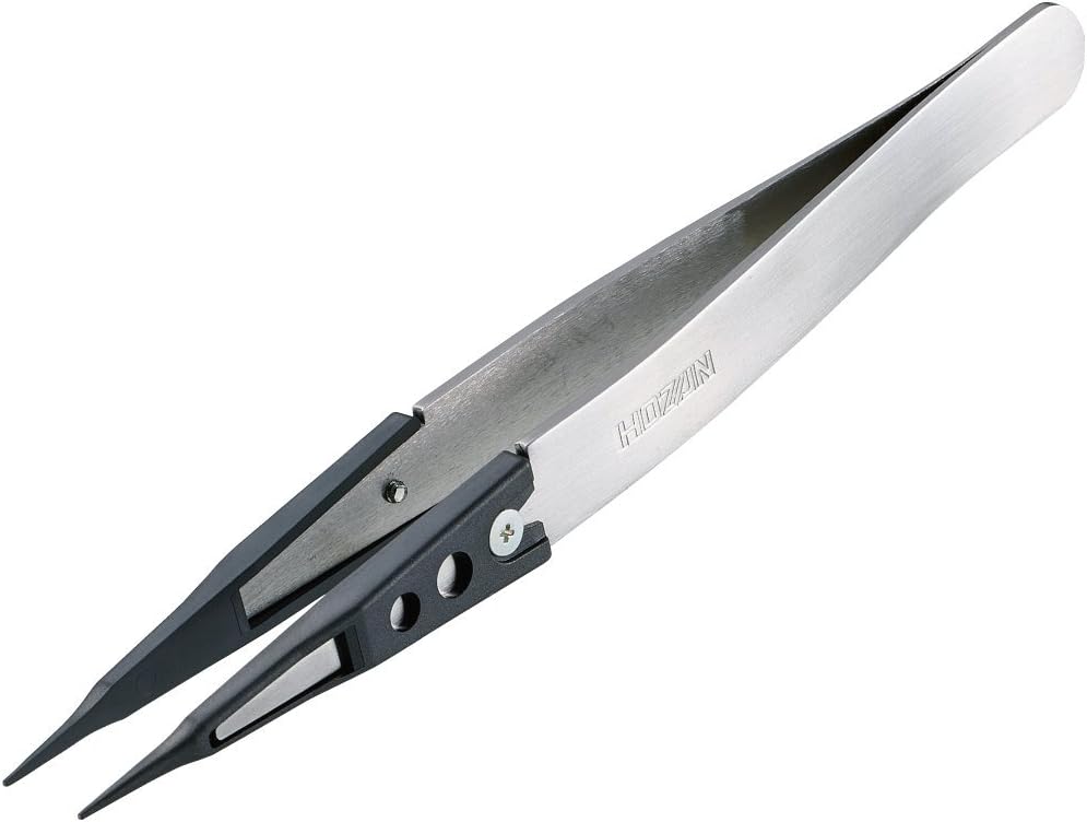Rakuten - ホーザン(HOZAN) ESDチップピンセット 静電気対策 先端幅0.6mm 全長125mm 本体材質:ステンレス チップ:PEEK P-644-S