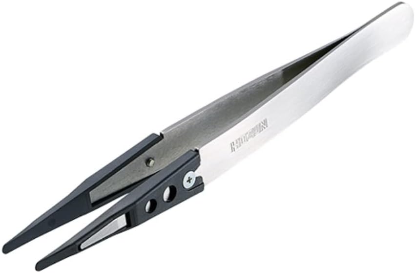 ホーザン(HOZAN) ESDチップピンセット 静電気対策 先端幅2.4mm(R型) 全長124mm 本体材質:ステンレス チップ:PEEK P-643-S
