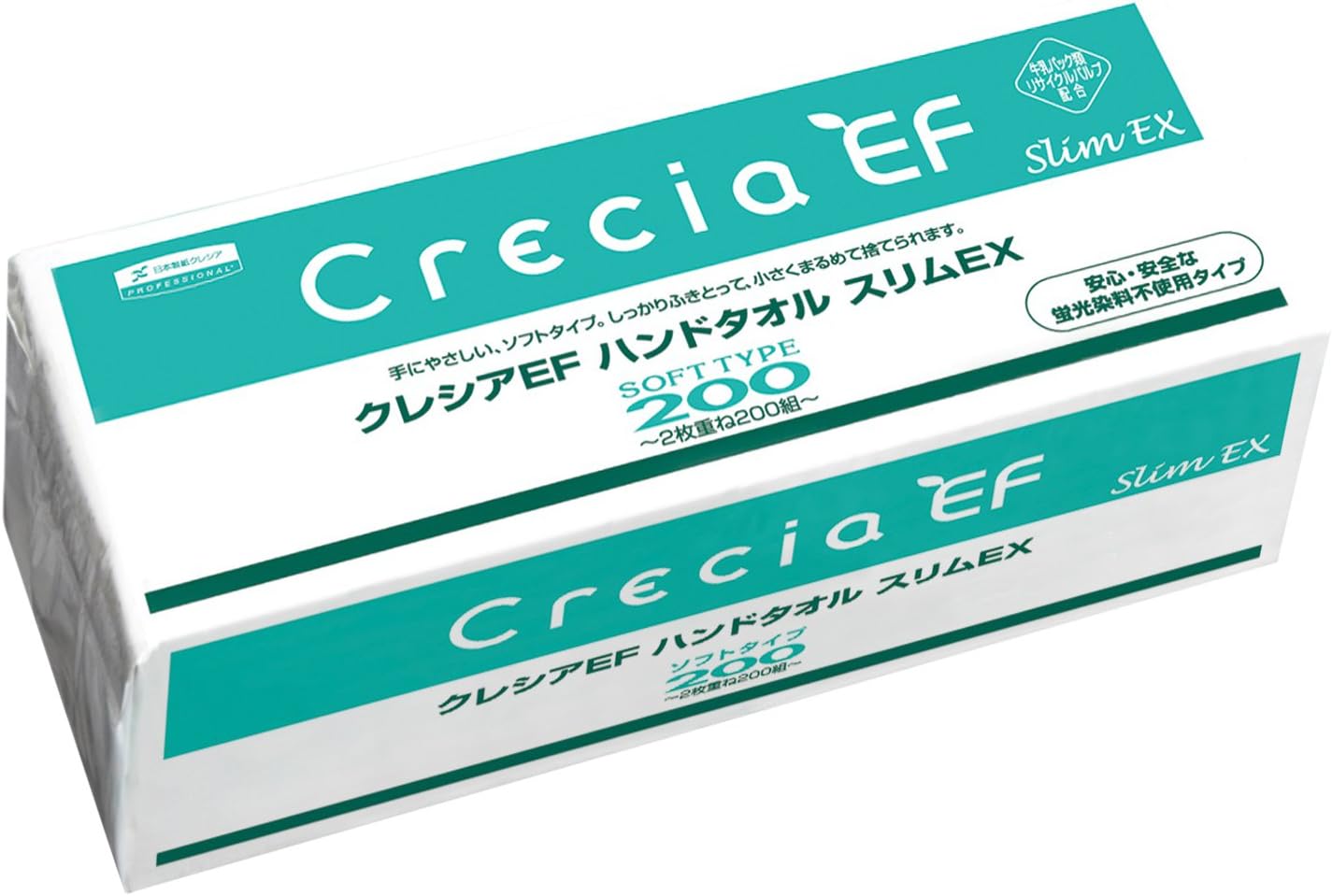 【ケース販売】 クレシア EF ハンドタオル ソフトタイプ スリムEX 小判サイズ 2枚重ね 200組(400枚)/パック ×36パック入 37030