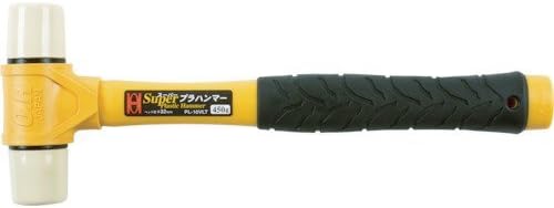全長:340mm、ヘッド径:46mm、ヘッド長:142mm全重量:1080g、ヘッド重量:900gヘッド硬度:HDD60度使用温度:4度C~50度C頭部:鋳鉄、柄部:ポリプロピレン、ヘッド:PVC