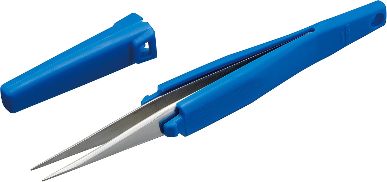 ホーザン(HOZAN) ESDグリップピンセット すべりにくいエラストマー性グリップ 静電気対策 先端幅0.6mm 直型 PP-130-ESD