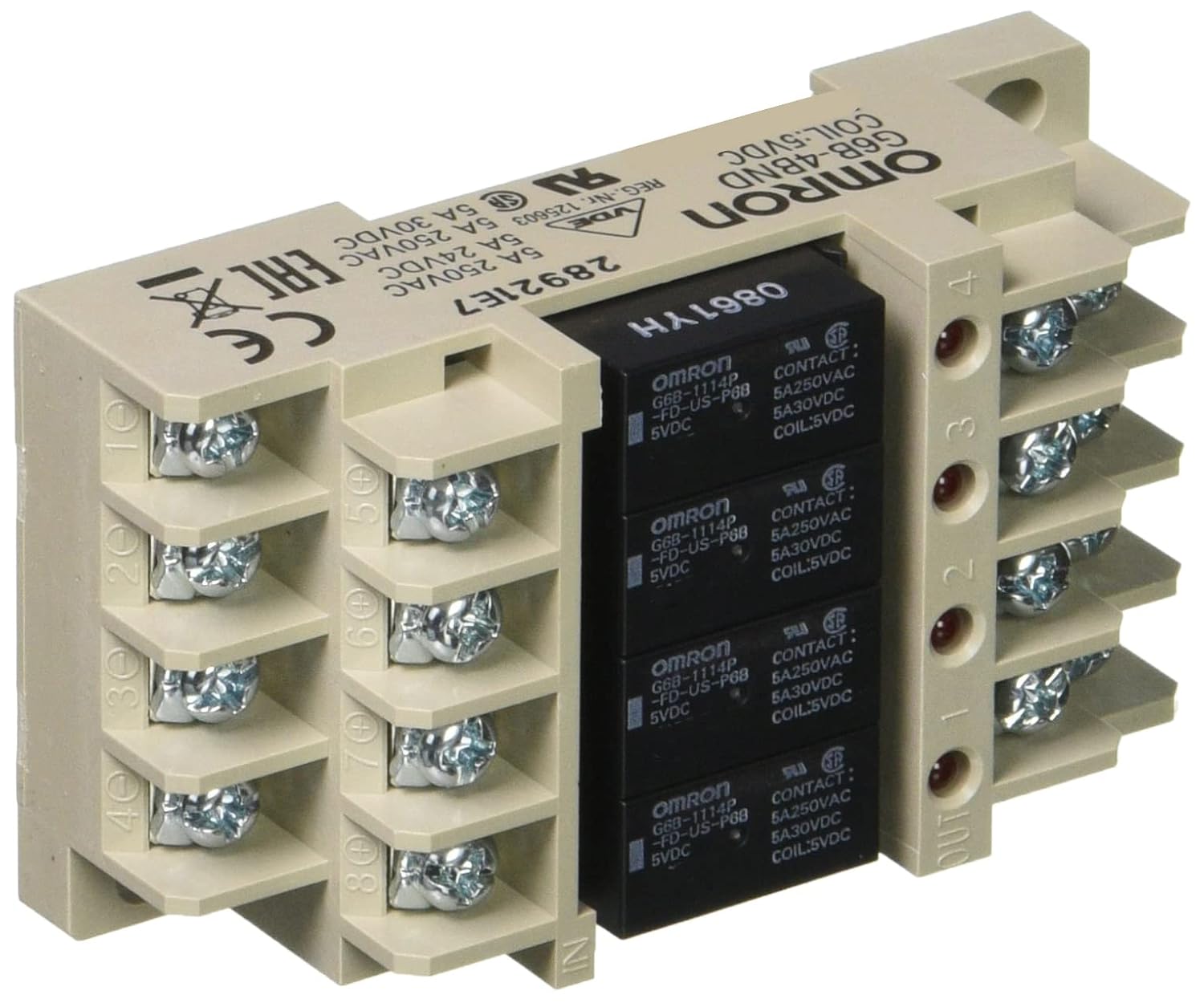 Rakuten - オムロン(OMRON) ターミナルリレー DINレール取付ねじ取付共用 4極基準形 定格電圧(V):DC5(G6B-4BND DC5)