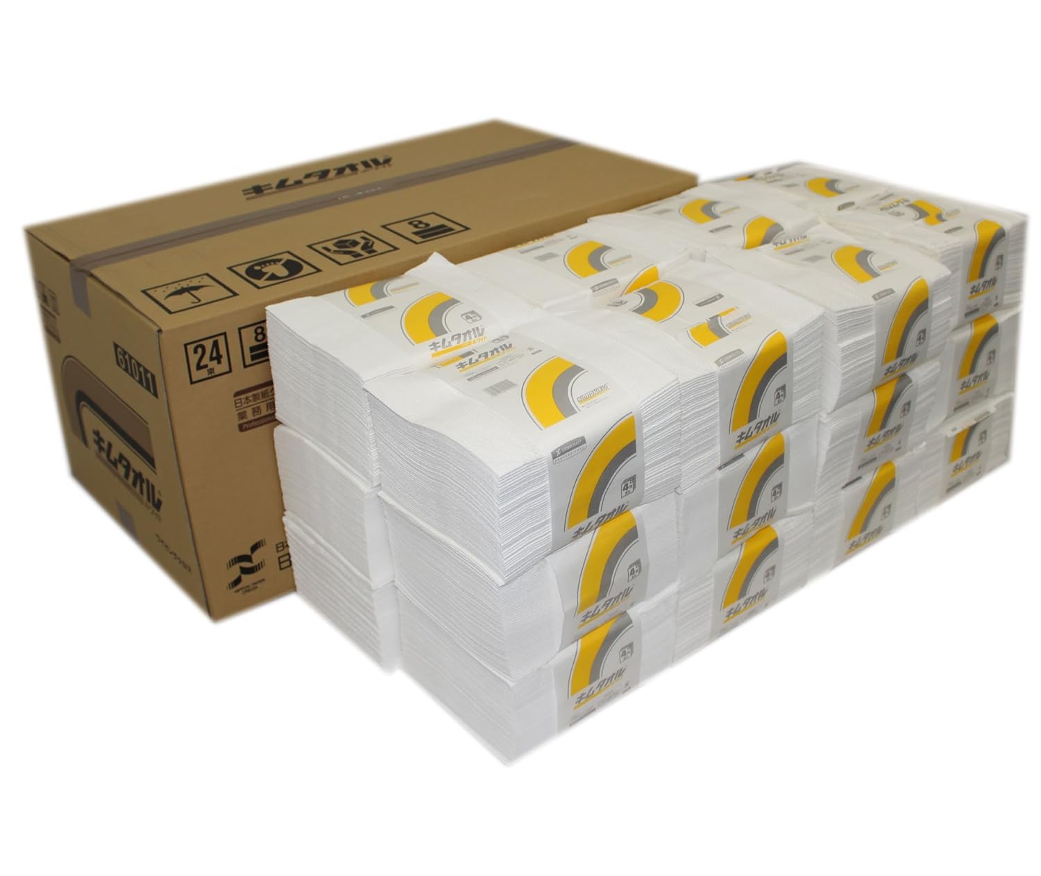 Rakuten - 【ケース販売】 クレシア キムタオル ホワイト 4つ折り 50枚/束 ×24束入 61012 ペーパーウエス 業務用 清掃 工場用