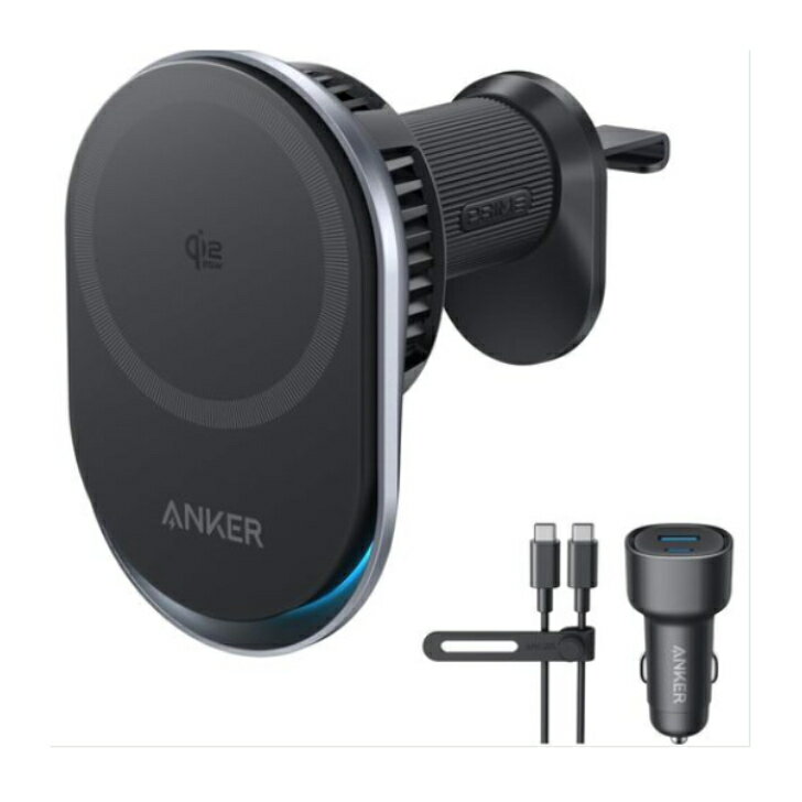 乐天商城 - Anker　カーチャージャー　Prime　Wireless　Car　Charger　MagGo，　AirCool，　Pad　ブラック