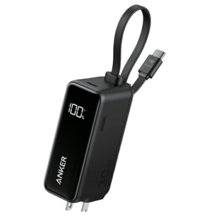 Anker　モバイルバッテリー　Power　Bank　30W，　Fusion　Built－In　USB－C　ケーブル　ブラック