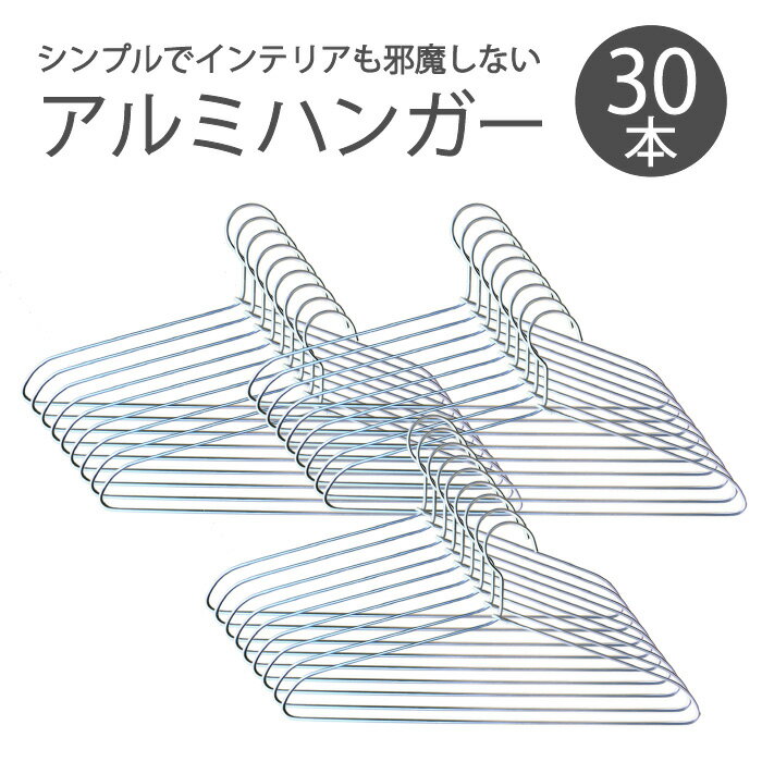 【ワンダフルDAY×ポイントアップ 05/01はポイント2倍！】アルミハンガー 30本セット【ハンガー アルミ アルミハンガー 錆ない 軽い 軽量 シンプル デザイン インテリア】