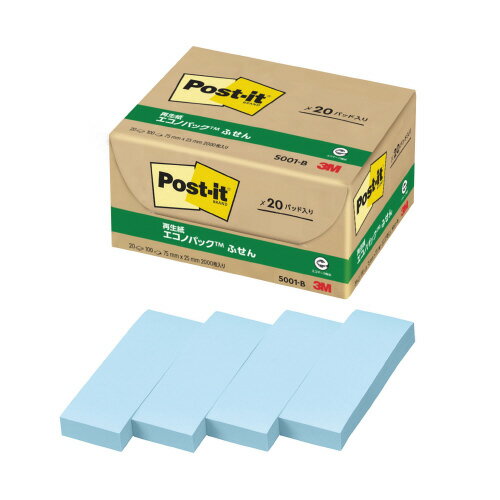 スリーエム　ジャパン Post-it　再生紙ふせん　5001-B　ブルー