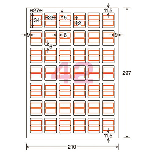 コクヨ　LBP−T2591R LBP＆コピー用タックインデックス　フィルムラベル　A4　42面　大　赤枠のサムネイル