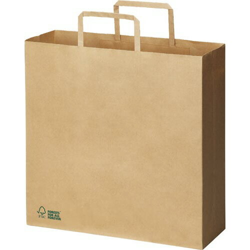 カウネット 平紐手提げ袋 森林認証 茶 未晒 M 50枚 3694‐3432