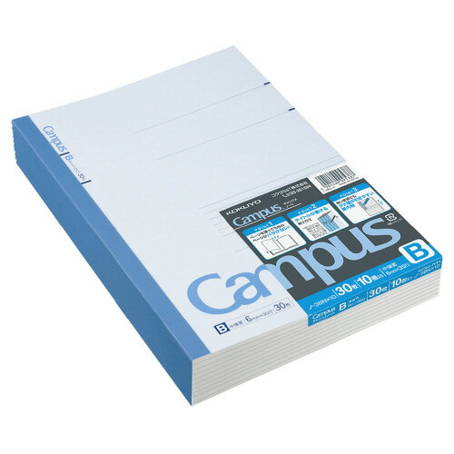 コクヨ　キャンパスノート　B罫　中横罫　セミB5　罫幅6mm30枚　10冊パック　ノ‐3BNX10