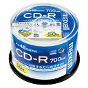 ●データ用CD-R●容量/700MB●対応倍速/2〜48倍速●入数/50枚●スピンドルケース●インクジェットプリンタ対応（ワイド）●レーベル色/ホワイト●生産/海外製メーカーの都合によりパッケージ及び内容量などが予告なく変更される場合があります