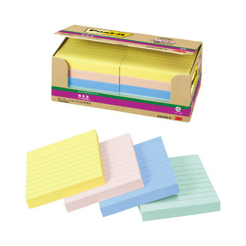 スリーエム ジャパン ポスト・イット 強粘着ノート 罫線入 パステルカラー混色 10冊入 6301SS‐K