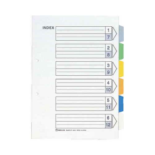 キングジム カラーインデックス A4縦 6色6山7枚1組 10組入 907-6Y グリーン購入法適応