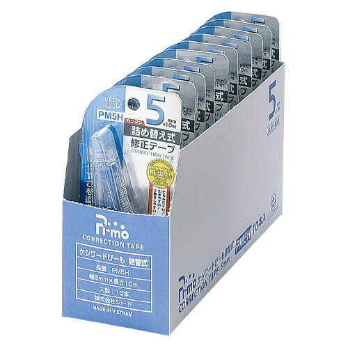 シード ケシワードぴーも詰替え式5 幅5mm×長さ10m 10本入 PM5H-10P グリーン購入法適応 エコマーク