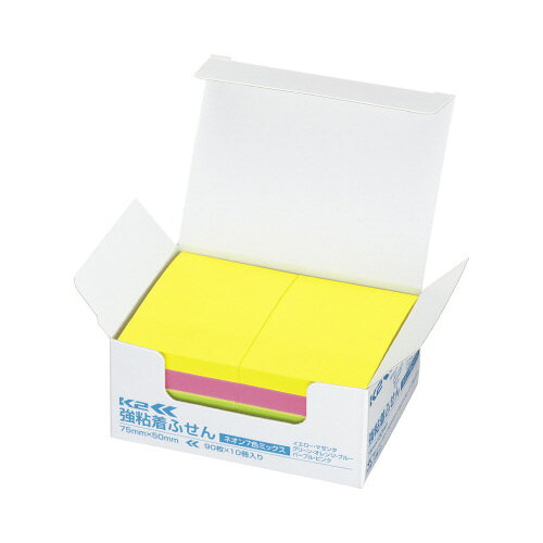 コクヨ KOKUYO 強粘着ふせんK2 75×50 10冊 ノートタイプタテ（ネオン7色ミックス） K2メ-KN7550X10 ★10個パック