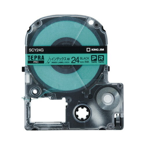 キングジム テプラPROテープカートリッジ インデックスラベル 緑ラベル黒文字 SCY24G グリーン購入法適応 エコマーク