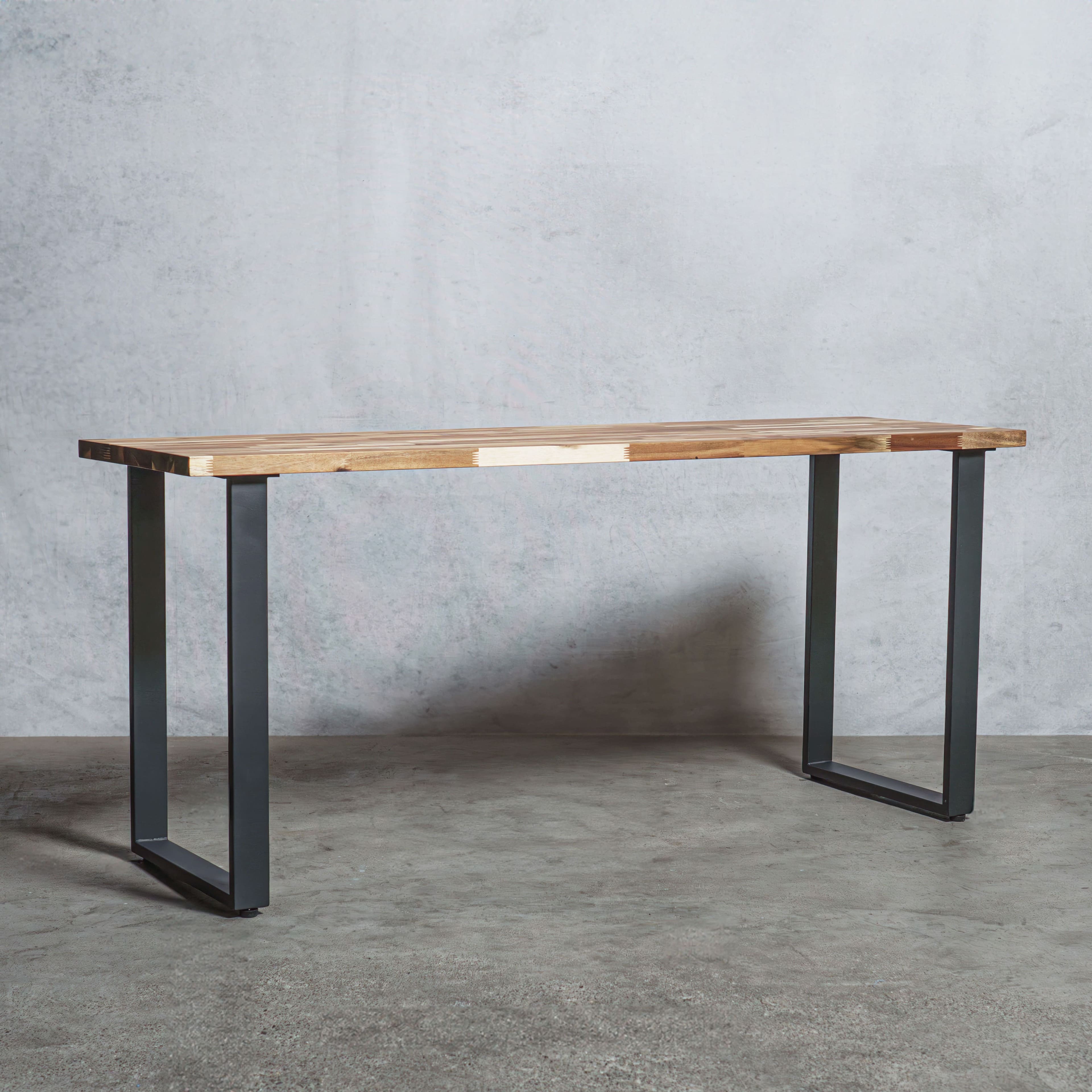 テーブル / デスク アカシア材 節有 × アイアン脚 口型 オーダー 無垢材 【清水材木店】