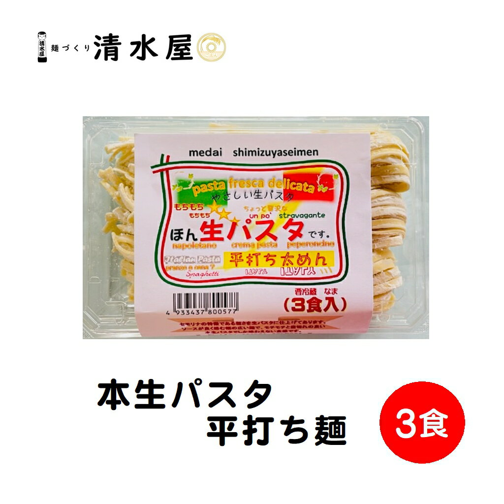 清水屋製麺　本生パスタ　平打ち3人前