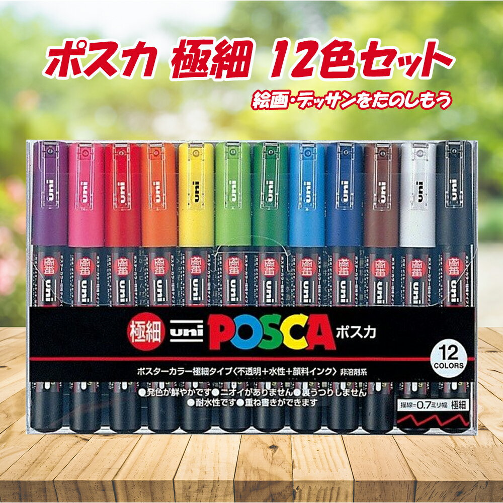 三菱 ポスカ POSCA 極細 12色セット 水