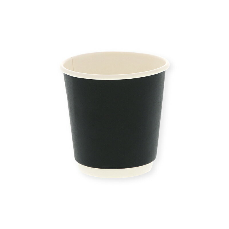 紙コップ ペーパーカップ 二重断熱カップ 4オンス (約120ml) 黒 無地 40個入 口径60mm×高60mm×底径45mm