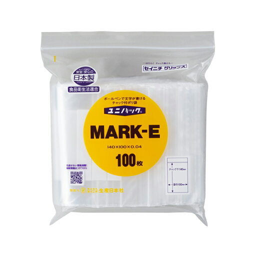 チャック 付き ポリ袋 100枚 (B7用) ユニパック マーク付き MARK-E 生産日本社 セイニチ チャック 付き ポリ袋 100枚 (B7用) ユニパック マーク付き MARK-E 生産日本社 セイニチ