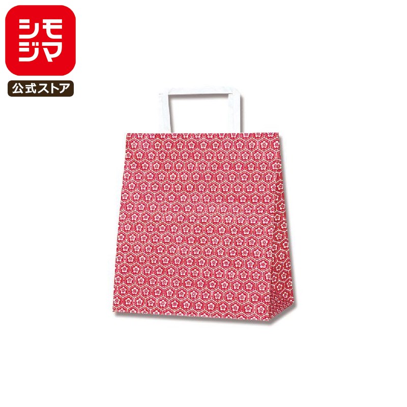 HEIKO 紙袋 手提げ紙袋 H25チャームバッグ S2 梅小紋 赤 幅220×マチ130×高255mm 50枚入 業務用 ラッピ..