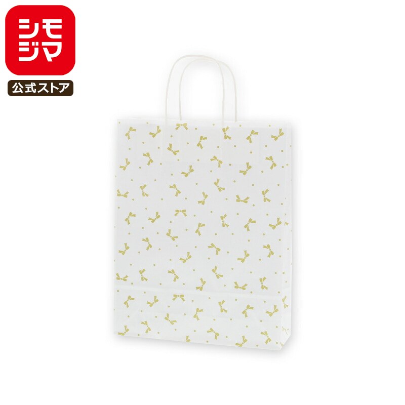 【楽天スーパーセール限定特価】HEIKO 紙袋 手提げ紙袋 25チャームバッグ MS1 ニューリボン 金 幅270×マチ80×高340mm 50枚入 業務用 ラッピング シモジマコード003276210