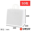 HEIKO 紙袋 手提げ紙袋 25チャームバッグ 34-1 晒白無地 幅340×マチ220×高320mm 50枚入 ホワイト 業務用 ラッピング シモジマコード...