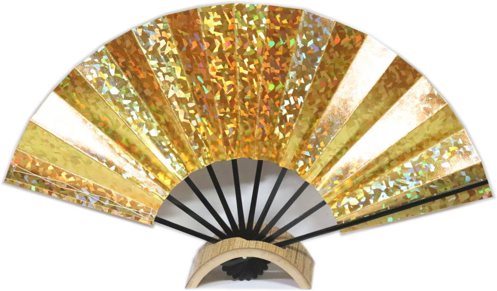 ・舞扇子≪金ホログラム　無地≫◇黒竹◇9寸5分　化粧箱なし　ゆうパケット発送OK　京扇子　扇子　舞扇