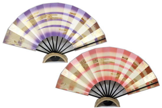 尺扇　≪五霞金雲≫紫　ピンク　黒竹◇1尺 化粧箱なし　尺扇子【舞扇】京扇子【尺舞扇】扇子　尺舞　レターパックOK　k011　k012