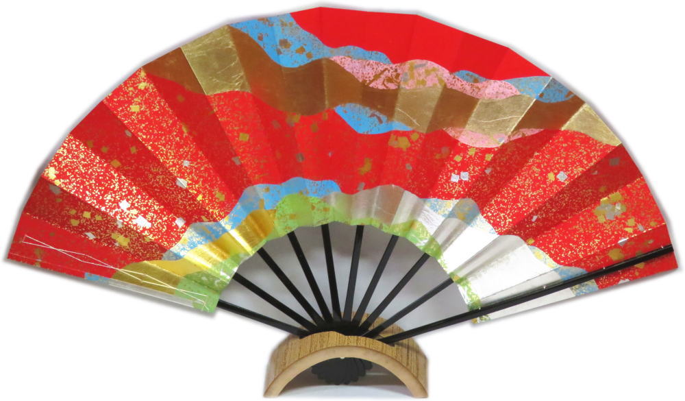 尺扇子≪金銀箔 雲 ちらし≫赤◇黒竹◇1尺【舞扇子】化粧箱なし【舞扇】京扇子【尺舞扇】扇子【尺扇】ゆうパケット発送OK 日本舞踊・演劇・よさこい・コスプレ・余興・お祭などに最適!4010