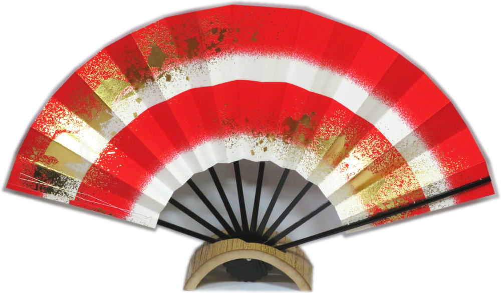 ・舞扇子≪撰285　金箔≫赤◇黒塗竹◇9寸5分　化粧箱なし　ゆうパケット発送OK　京扇子　扇子　舞扇