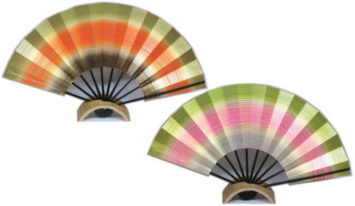 ・舞扇子≪n1636-1637　金箔≫緑・朱・黒　若草・ピンク・水色◇黒竹◇9寸5分　化粧箱なし　舞扇し　ゆうパ..