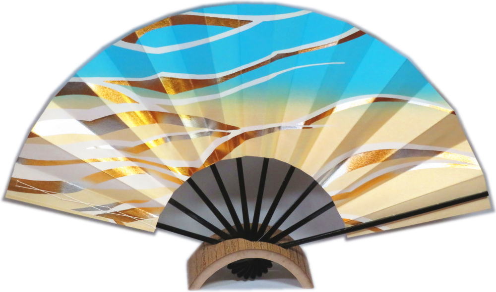 舞扇子≪n1807　金箔≫水色 ◇黒竹◇9寸5分　化粧箱なし　ゆうパケット発送OK　扇子　舞扇