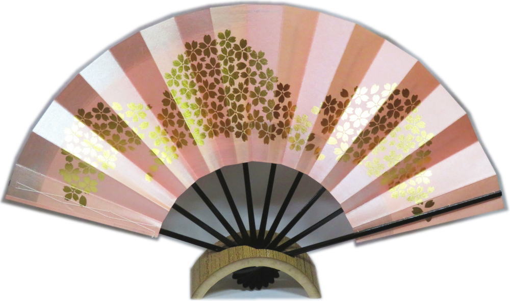 舞扇子≪n1947 金箔≫ピンク 桜◇黒竹◇9寸5分 化粧箱なし ゆうパケット発送OK 扇子 舞扇
