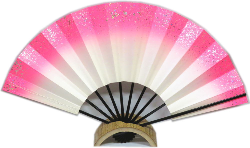 舞扇子≪N3914　白地　ピンク　ぼかし　ホログラム箔≫◇黒竹◇9寸5分　化粧箱なし　ゆうパケット発送OK　扇子　舞扇
