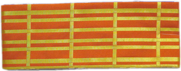 三寸帯　金襴帯　赤茶地金格子　紫地銀松葉三菱　両面　日本製 男物 男帯　3寸帯　リバーブル　踊り帯　平帯　メンズ