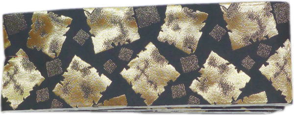 三寸帯　金襴帯　黒地金色紙　白地銀亀甲　両面　日本製 男物 男帯　3寸帯　リバーブル　踊り帯　平帯