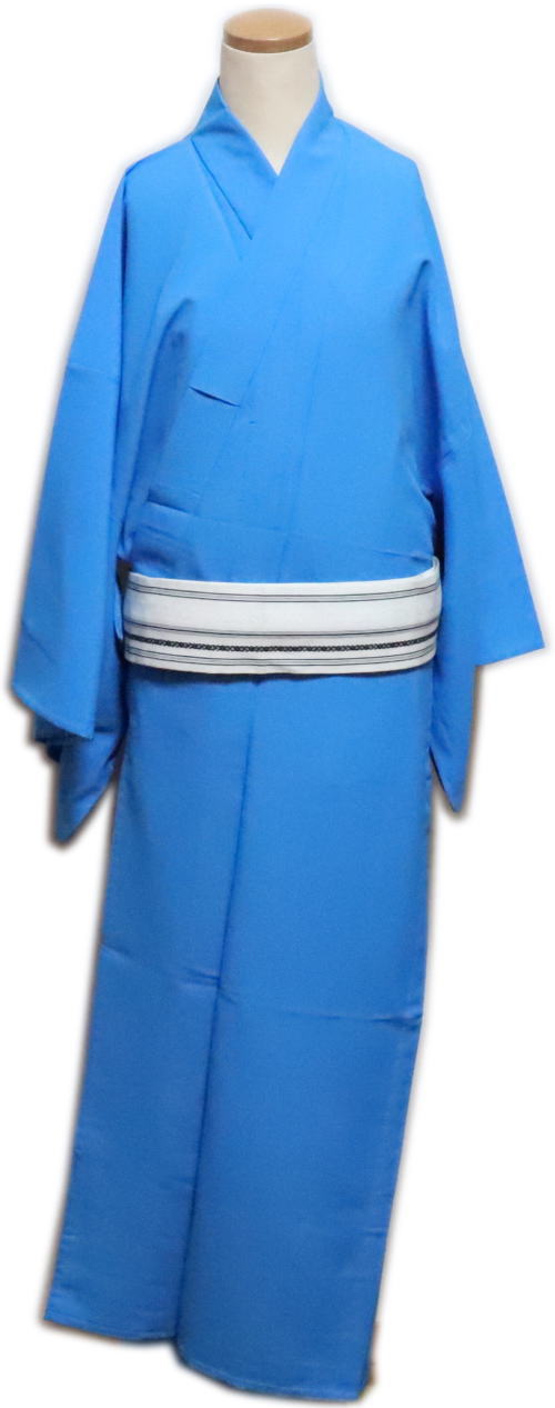 仕立上 男物 無地単衣仕立≪青2 ブルー≫大きいサイズ「舞台衣装・ステージ衣装」 日本舞踊・演劇・よさこい・コスプレ・余興・お祭などに最適!【送料無料】着物 踊り着物 踊り用 仕立て上がり 着流し