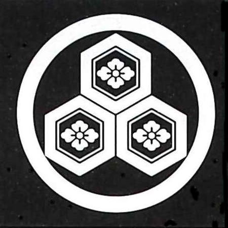 「メール便発送￥250」貼り紋　53、丸に盛亀甲に花菱　男紋　4cm　6枚セット　家紋シール・張紋　羽織..