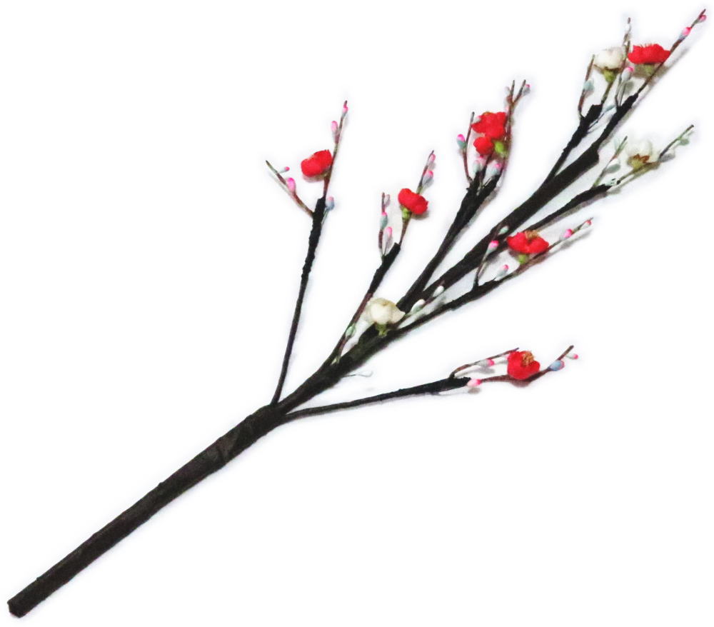 持枝　紅白梅　全長約65cm【踊り用小道具】日舞 日本舞踊 舞台 持ち枝 演劇 おどり 飾り 時代劇 造花　..