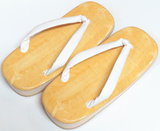 ＊雪駄（せった）白鼻緒　スポンジ底　ビニール表　M寸　L寸　男物　舞踊・演劇や盆踊りに！舞台草履　男性用 日本製