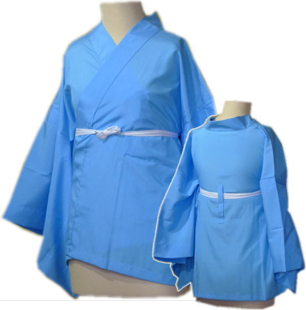 半襦袢　水色　ポリエステル　L寸紐付・衣文抜き付　日本製【1枚までゆうパケット発送OK】踊り用　和装..